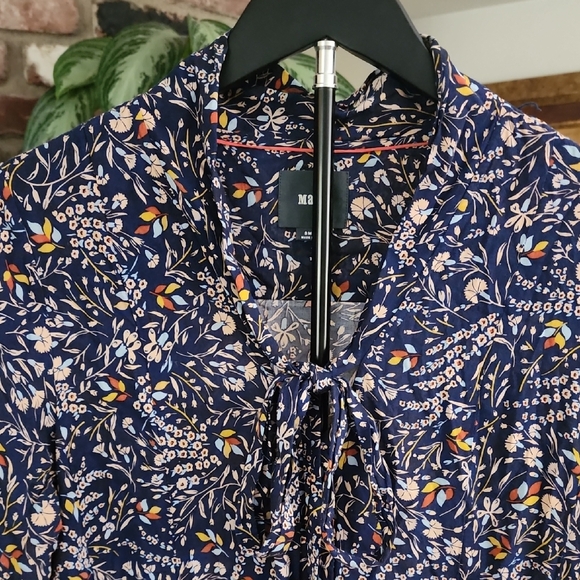 Maeve Anthropologie Navy Floral Peplum Blouse Size Small - Picture 2 of 13